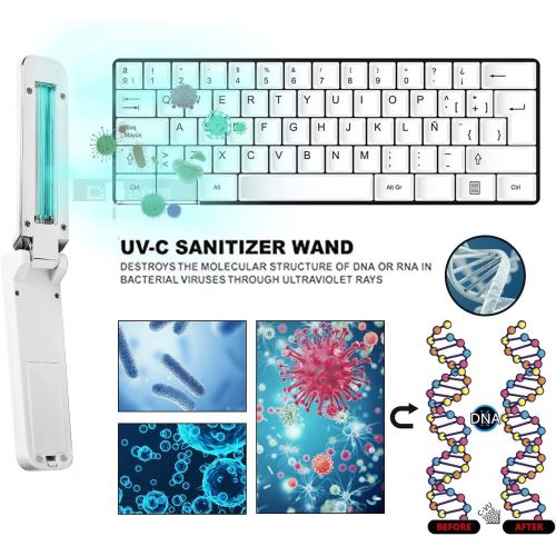  TAISHAN UV-C Light Sanitizer Wand, Kills 99% of Germs Viruses & Bacteria Quickly，Portable Handheld UV-C Light Sterilizer, Foldable Germicidal Lamp for Home, Travel, and Work…