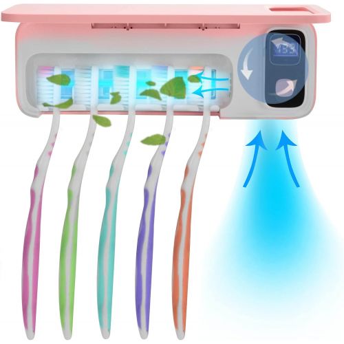  TAISHAN UV Toothbrush Sanitizer Holder，Sterilizer for All Toothbrushes， Toothbrush Holder with Fan Drying,Touch Button Safety for Bathroom Wall Mounted Wireless Charging