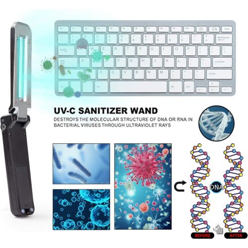  TAISHAN UV-C Light Sanitizer Wand, Kills 99% of Germs Viruses & Bacteria Quickly，Portable Handheld UV-C Light Sterilizer, Foldable Germicidal Lamp for Home, Travel, and Work
