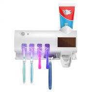 TAISHAN Toothbrush Sanitizer，UV Toothbrush Holder for Electric/Regular Toothbrush, Bathroom Toothbrush Sanitizer with Wall Mount Sticker Plus Toothpaste Dispenser & 4 Toothbrush Sl
