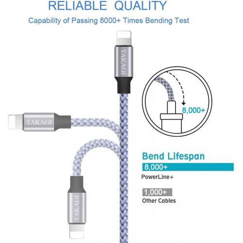  [아마존베스트]TAKAGI iPhone Charger 3PACK 6Feet Extra Long Nylon Braided USB Charging Cable High Speed Connector Data Sync Transfer Cord Compatible with iPhone Xs Max/X/8/7/Plus/6S/6/SE/5S iPad