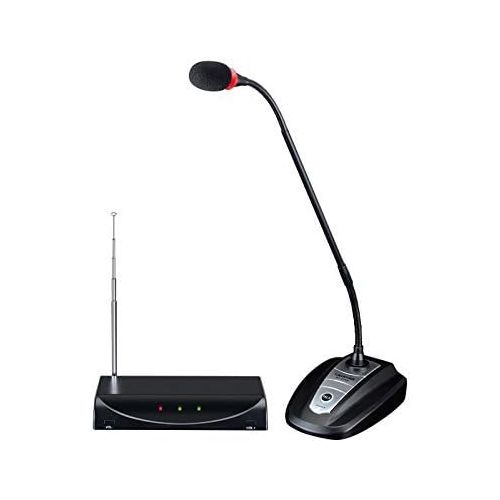  Takstar MS-208W VHF Wireless/Wired Professional Conference Microphone System, Gooseneck Table Desktop Cardioid Condenser Microphone for Meeting, Church, Live Presentation, Speech