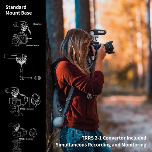  Takstar SGC-600 Camera Microphone, Universal Shotgun Microphone for iPhone, Android Phone, Canon/Nikon/Sony Camera&Camcorder, Video Mic with Shock Mount, Windscreen and 3.5mm Jack