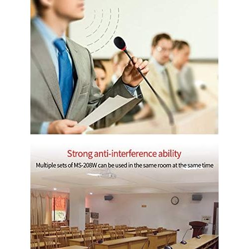  Takstar MS-208W VHF Wireless/Wired Professional Conference Microphone System, Gooseneck Table Desktop Cardioid Condenser Microphone for Meeting, Church, Live Presentation, Speech