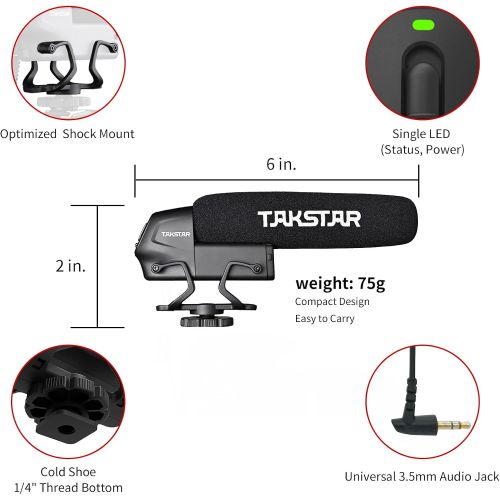  [아마존베스트]TAKSTAR SGC-598 Interview Shotgun Microphone Universal Cardioid Mic Compatible for Nikon/Canon Camera/DV Camcorder + Extra Furry Windshield Cover Black