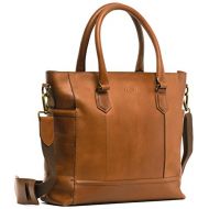 [아마존핫딜]TALENT Duerer Damen Handtasche - Shopper Umhangetasche Henkeltasche Vintage Look Kalbsleder Cognac