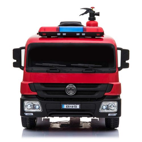  TAMCO Fire Truck Electric Ride On Car with Remote Control, 12V Battery Powered Vehicles Motorized Truck, 2 MPH Max Speed, 2 Openable Door, Mp3 Player, Water Gun, Extinguisher, Helmet, LE