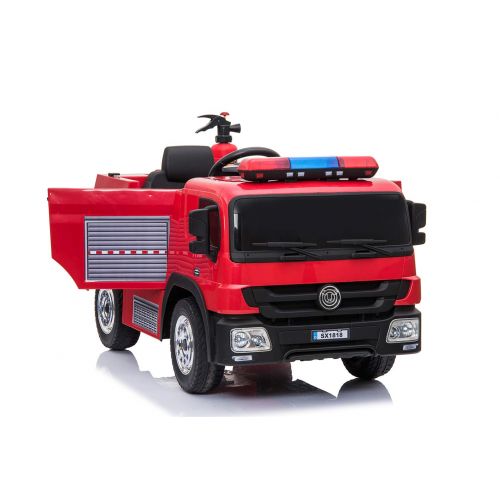  TAMCO Fire Truck Electric Ride On Car with Remote Control, 12V Battery Powered Vehicles Motorized Truck, 2 MPH Max Speed, 2 Openable Door, Mp3 Player, Water Gun, Extinguisher, Helmet, LE
