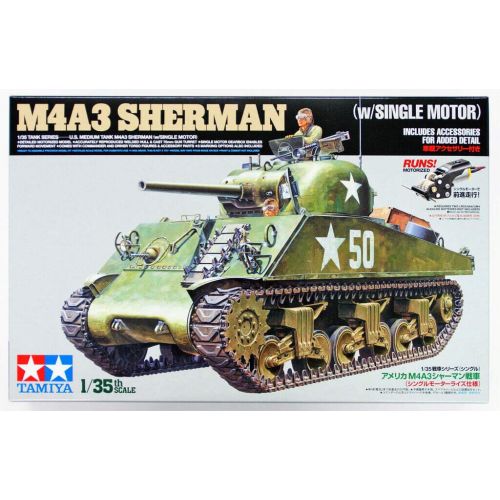 타미야 Tamiya 30056 U.S. Medium Tank M4A3 Sherman with Single Motor - 1:35 Scale Plastic Model