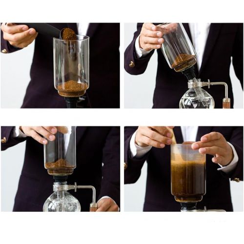  TAMUME 5 Tasse Kaffee Syphon Maschine Vakuum Kaffeebereiter Kaffeemaschine fuer Kaffee und Tee mit Extended Griff