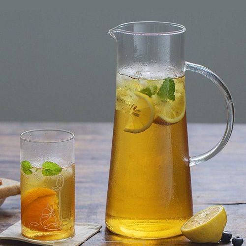  TAMUME 1,5 Liter Wasser Pitcher Obst Wasserkrug mit Edelstahl Deckel und Glas Teekanne mit Infuser