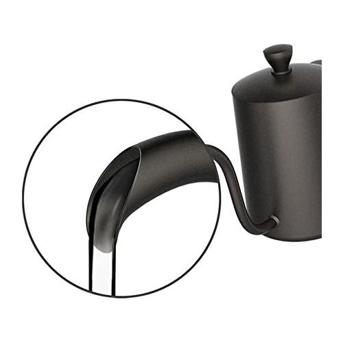  TAMUME 350ml Tropfwasserkocher mit 4MM Tuelle Drip Kettle Antihaft Beschichtung fuer Drip Kaffee und Edelstahl-Koerper Kaffeefilterhersteller (Schwarz mit Deckel)