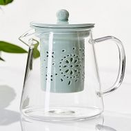 TAMUME 500ml Glas Teekanne mit Porzellan Teekanne Sieb (Green)