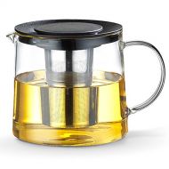 TAMUME 1500ML Schwarz Dauerhaft Glas-Teekessel mit Teekanne-Schutz und Edelstahl-Sieb Geeignet fuer Tee-Brauen