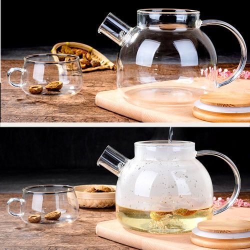  TAMUME Glas Wasserkrug und Glas Teetasse Set (1.3L Krug und Tasse)