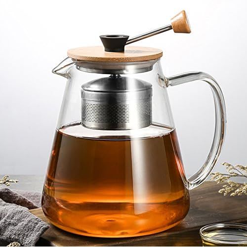  TAMUME 1,5 Liter Glas Teekanne mit Abnehmbaren Hochheben Teekannensieb, Ideal fuer das Tee-Brauen