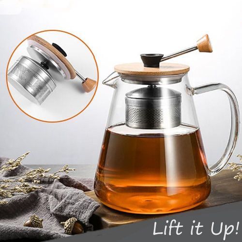  TAMUME 1,5 Liter Glas Teekanne mit Abnehmbaren Hochheben Teekannensieb, Ideal fuer das Tee-Brauen