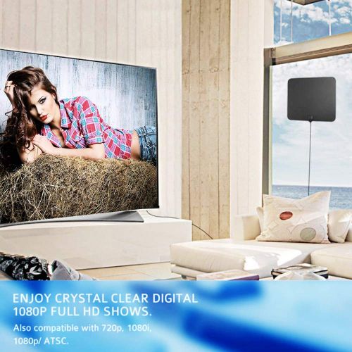  [아마존 핫딜]  [아마존핫딜]TANGCISON TV Antenna, 2019 Newest HDTV Indoor Digital Amplified Antennas，50-80 Miles Long Range with Amplifier Signal Booster for 1080P 4K Free TV Channels, Amplified 13ft Coax Cable