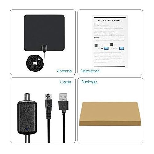  [아마존 핫딜] TANGCISON TV Antenna, 2020 Newest HDTV Indoor Digital Amplified Antennas50-80 Miles Long Range with Amplifier Signal Booster for 1080P 4K Free TV Channels, Amplified 13ft Coax Cable