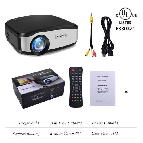  TANGCISON Video Projector,LCD Projector 1500Luminous 160HD 1080P Projector Multimedia Home Theater Movies Projector for Cinema TV Laptop Game with HDMI USB VGA AV Input (Black)