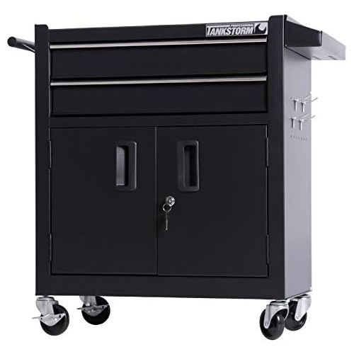  [아마존베스트]TANKSTORM Tool Chest Heavy Duty Cart Steel Rolling Tool Box with Lockable Doors (TZ12 Black)