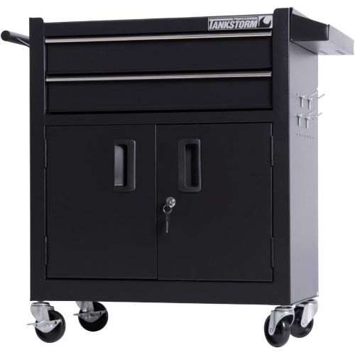 [아마존베스트]TANKSTORM Tool Chest Heavy Duty Cart Steel Rolling Tool Box with Lockable Doors (TZ12 Black)