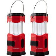 TANSOREN 2 PACK Portable LED Camping Lantern Solar USB Rechargeable or 3 AA Power Supply, Built-in Power Bank Compati Android Charge, Waterproof Collapsible Emergency LED Light wit