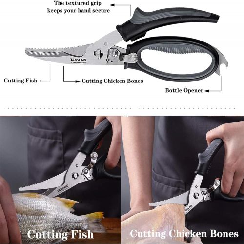  [아마존베스트]TANSUNG Poultry Shears, Come-apart Kitchen Scissors, Anti-rust Heavy Duty Kitchen Shears with Soft Grip Handles