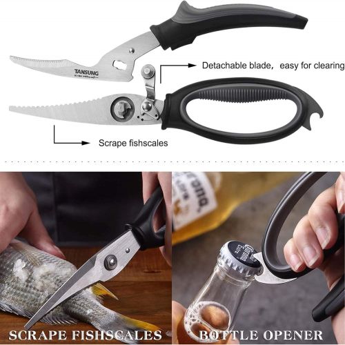  [아마존베스트]TANSUNG Poultry Shears, Come-apart Kitchen Scissors, Anti-rust Heavy Duty Kitchen Shears with Soft Grip Handles