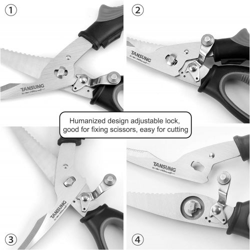  [아마존베스트]TANSUNG Poultry Shears, Come-apart Kitchen Scissors, Anti-rust Heavy Duty Kitchen Shears with Soft Grip Handles