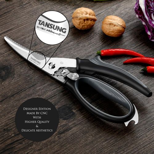  [아마존베스트]TANSUNG Poultry Shears, Come-apart Kitchen Scissors, Anti-rust Heavy Duty Kitchen Shears with Soft Grip Handles