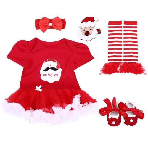  TANZKY Baby Girls 1st Christmas Tutu 5PCs Newborn Santa Dress Infant Outfits
