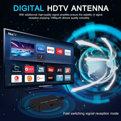 2022 Newest Antenna TV Digital HD Indoor, TAOPE TV Antenna for Smart TV, 350 Miles Long Range Digital TV Antenna Indoor with Amplifier Signal Booster for Free Channels