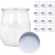 [아마존베스트]TAPAS & ENVASES RIOJA Glass yoghurt maker with lid, pack of 12 cups for yoghurt maker 150 ml, cake container for moulinex, lid, severin, brew and yoghurt maker 150 ml, white lid