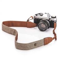 TARION Camera Shoulder Neck Strap Vintage Belt for All DSLR Camera Nikon Canon Sony Pentax Classic White and Brown Weave