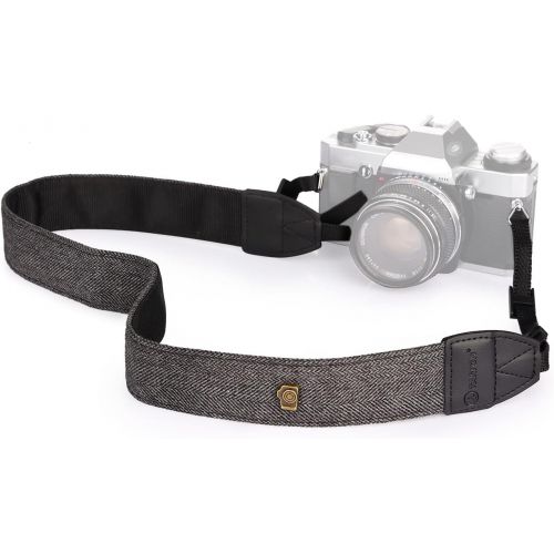  TARION Camera Shoulder Neck Strap Vintage Belt for All DSLR Camera Nikon Canon Sony Pentax Classic White and Black Weave (Upgraded Version)