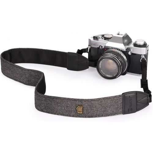  TARION Camera Shoulder Neck Strap Vintage Belt for All DSLR Camera Nikon Canon Sony Pentax Classic White and Black Weave (Upgraded Version)