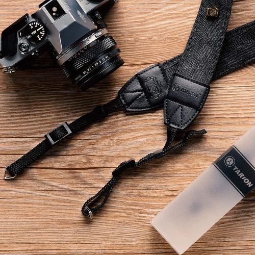  TARION Camera Shoulder Neck Strap Vintage Belt for All DSLR Camera Nikon Canon Sony Pentax Classic White and Black Weave (Upgraded Version)