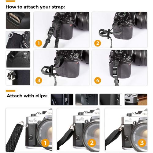  TARION Camera Shoulder Neck Strap Vintage Belt for All DSLR Camera Nikon Canon Sony Pentax Classic White and Black Weave (Upgraded Version)