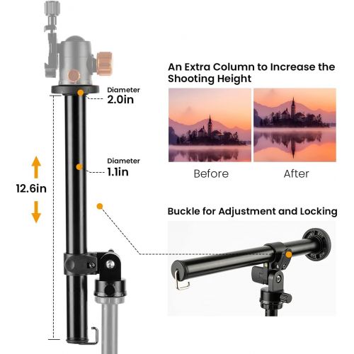  TARION Tripod Extension Arm Horizontal Centre Column Boom 12.6 Extender 360° Rotatable Aluminum Alloy Swivel Lock with Counterweight Sandbag for Overhead Photography and Filming