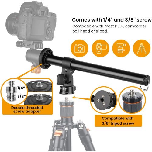  TARION Tripod Extension Arm Horizontal Centre Column Boom 12.6 Extender 360° Rotatable Aluminum Alloy Swivel Lock with Counterweight Sandbag for Overhead Photography and Filming