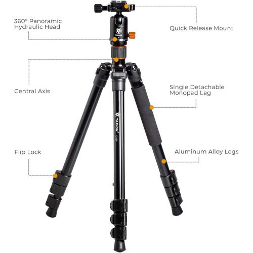  TARION Camera Tripod Monopod 61in with Panorama Ball Head Aluminium Travel Tripod for DSLR Mirrorless Cameras Support Macro Shots Counter Weight 13lb Payload Lightweight 16.9 Folda