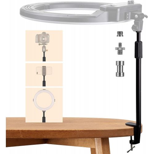  [아마존베스트]TARION Desktop Light Stand with 1/4 3/8 Screws for Ring Light Tabletop Mount L Shape Clip Stand Adjustable 14-25in/35-64cm for Live Streaming Photograpghy Videograpghy Film Shootin