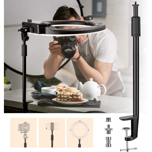  [아마존베스트]TARION Desktop Light Stand with 1/4 3/8 Screws for Ring Light Tabletop Mount L Shape Clip Stand Adjustable 14-25in/35-64cm for Live Streaming Photograpghy Videograpghy Film Shootin