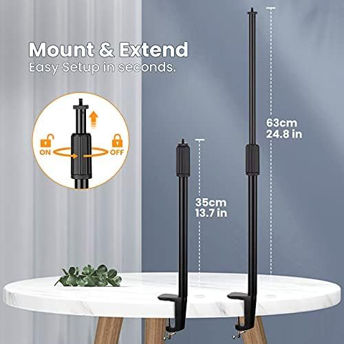  [아마존베스트]TARION Table Clamp Stand, 3562 cm Adjustable Light Monopod with 1/4 thread and 1/4 to 3/8 Thread Adapter for Photography, Streaming, Video Recording