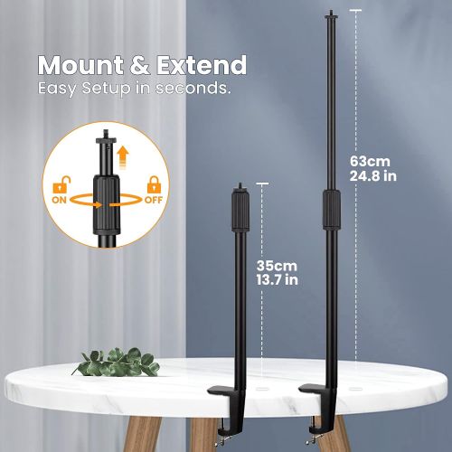  [아마존베스트]TARION Table Clamp Stand, 3562 cm Adjustable Light Monopod with 1/4 thread and 1/4 to 3/8 Thread Adapter for Photography, Streaming, Video Recording