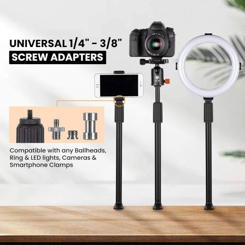  [아마존베스트]TARION Table Clamp Stand, 3562 cm Adjustable Light Monopod with 1/4 thread and 1/4 to 3/8 Thread Adapter for Photography, Streaming, Video Recording