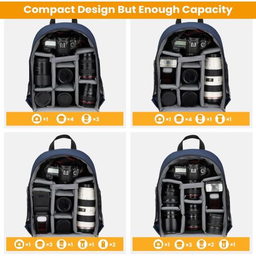  TARION Camera Bag Professional Camera Backpack Case with Laptop Compartment Waterproof Rain Cover for DSLR SLR Mirrorless Camera Lens Tripod Photography Backpack for Women Men Phot