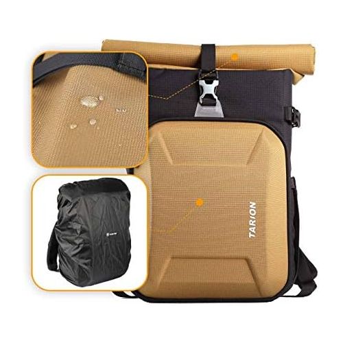  TARION XH Camera Backpack Waterproof Camera Bag Hard Shell Roll Top Expandable Large Camera Backpack 18.5L 15 Laptop Compartment with Waterproof Rain Cover for Women Men Photograph