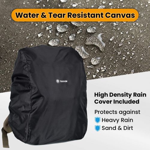  TARION Camera Backpack Canvas Camera Bag Photography Backpack for Women Men Photographer with Laptop Tripod Compartment Waterproof Rain Cover Vintage DSLR SLR Mirrorless Camcorder
